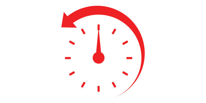 Time backward icon on a white background. Isolated time backward symbol with flat style.
