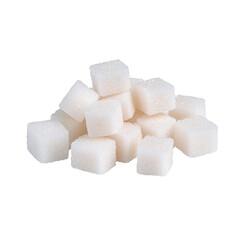 Sugar cubes on white isolated background, transparent background