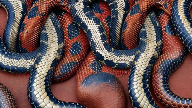 A snake with red, white, and blue stripes