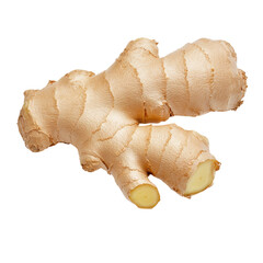Fresh ginger root on white isolated background, transparent background