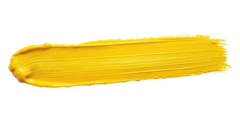 Yellow stroke of paint isolated on white background