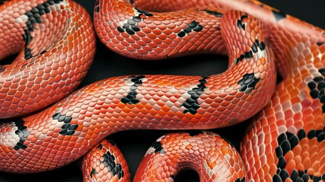 A snake with orange and black stripes on its body