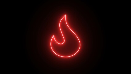 Naklejka premium Neon light glow fire flame. Vector logo, Design Elements.Fire Neon Icon Design