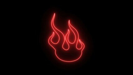 Neon light glow fire flame. Vector logo, Design Elements.Fire Neon Icon Design