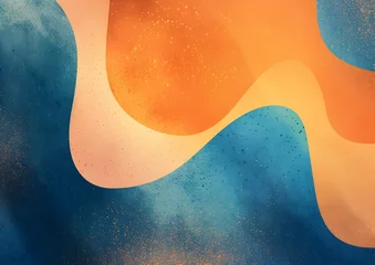 Fotobehang Minimalist, simple shapes, a blue and orange gradient, a blurred background, rounded edges, blurry, and grainy.  © Asif