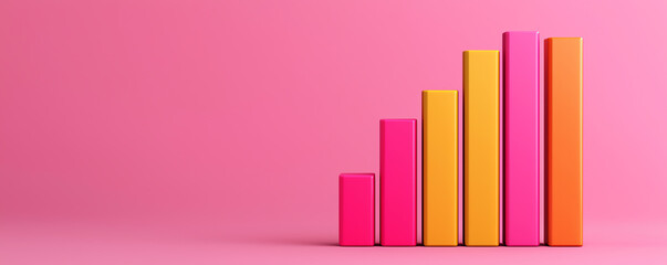 Obraz premium Company quarterly review, colorful bar charts, statistical report layout, 3D illustration