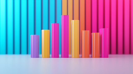 Obraz premium Corporate performance report, modern bar charts, statistical breakdown, 3D illustration