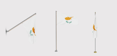 The flag of Cyprus has a transparent background and three flags of different styles.