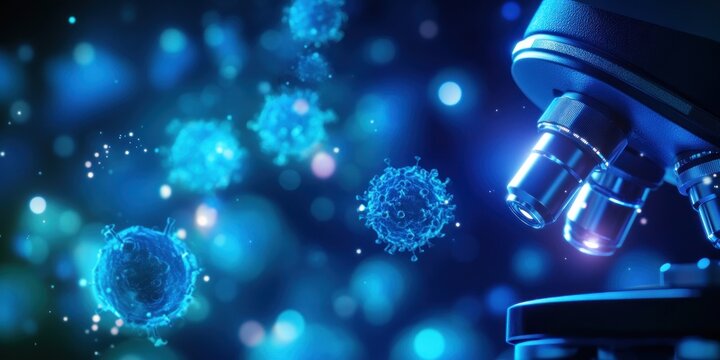 Fototapeta Real microscope zoom lens biology light virus.