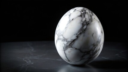 White marble pattern on black Easter egg
