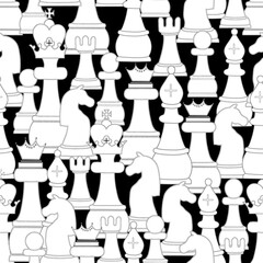 Chess pattern backgrounds seamles surface pattern design ,Vector Repeat pattern with  , King, Queen, horses, pion, patterns .
