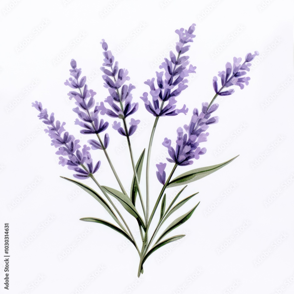 Sticker Lavender flower plant white background.