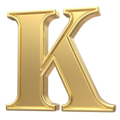 Gold K Font 3D Render