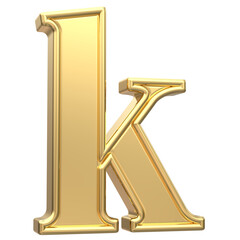 Gold k Font 3D Rendering