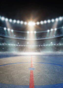  Hockey ice rink sport arena empty field - stadium. Winter sports texture. Poster.