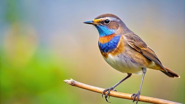Minimalist image of a Bluethroat bird perched on a branch