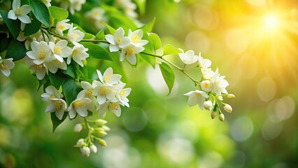 image of jasmine flowers on a tree with a natural bokeh background