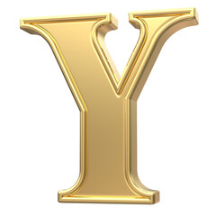 Gold Y Font 3D Render