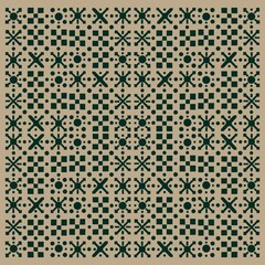 Pattern. Dark green and nude geometric pattern. Ornament 