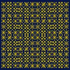 Pattern. Dark blue and yellow geometric pattern. Ornament 