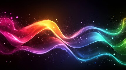 Obraz premium Vibrant neon wave background design with bold colors and dynamic flowing patterns