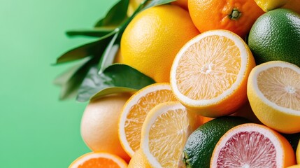 Fresh Citrus Fruits on Colorful Background