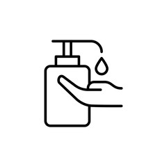 Soap dispenser outline icons, minimalist vector illustration ,simple transparent graphic element .Isolated on white background
