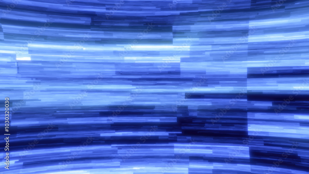 Poster abstract blue and white horizontal lines creating a futuristic, digital flow effect