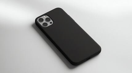A black phone case with a camera bump on a white background.