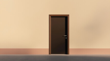 door in the wall, door in the room, closed door, empty room interior