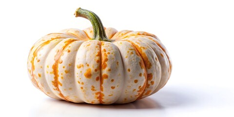 White pumpkin with orange spots isolated on white background
