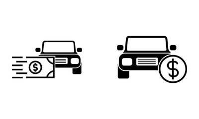 Front view of car with money icon vector