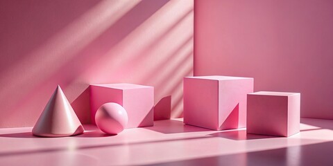 Minimalist pink geometric shapes with soft shadows