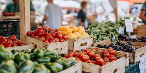 Farmer's Market with a Local Farmer Selling Fresh Produce to Customers