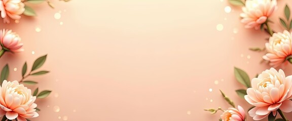 Obraz premium Vibrant pink peonies in full bloom on matching pink background with copy space