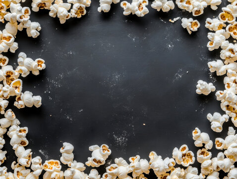 Delightful popcorn frame surrounding a blank canvas ready for creative ideas and tasty treats