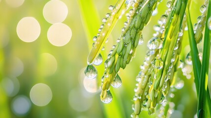 Dew Drops on Rice Plant