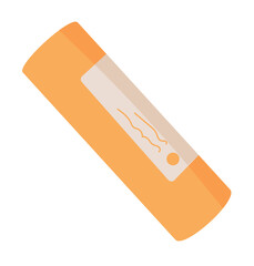 Lipstick tube with flat style, a cosmetic sticker and product featuring organic elements. Ideal for beauty, makeup, and skin care themes, suitable for graphic packaging promotional materials.