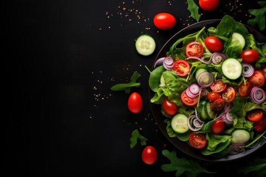 Heathy salad vegetable cucumber lettuce.