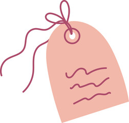 Cute pink note tagwith envelope and message expressing love for holiday celebration. Ideal for romantic themes, greeting messages, invitations, and flat stationery designs.