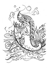 abstract of devil fish pencil drawing for card decoration illustration