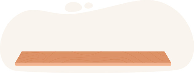 Wooden shelf displaying beauty, cosmetic, and skincare products along with natural care items. Concept of organic lifestyle with flat design, perfect for spa or beauty projects.