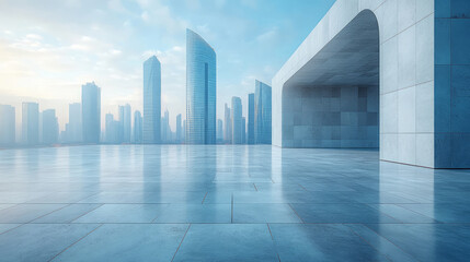 Modern city building square car advertising background