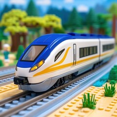 Naklejka premium Speeding Through the Rails: A Super Fast Train on the Railway