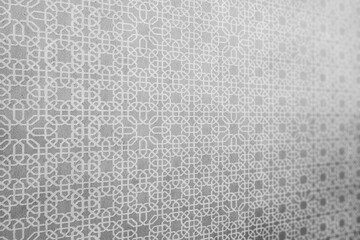 White pattern of abstract geometric on gray background. Mock up. Copy space