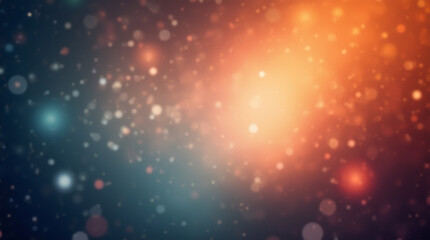 Blurred, grainy image with abstract bright blurry circles, sparkles and bokeh effect