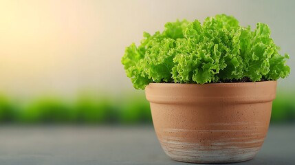 Vibrant green lettuce in a terracotta pot a symbol of freshness and nature's bounty