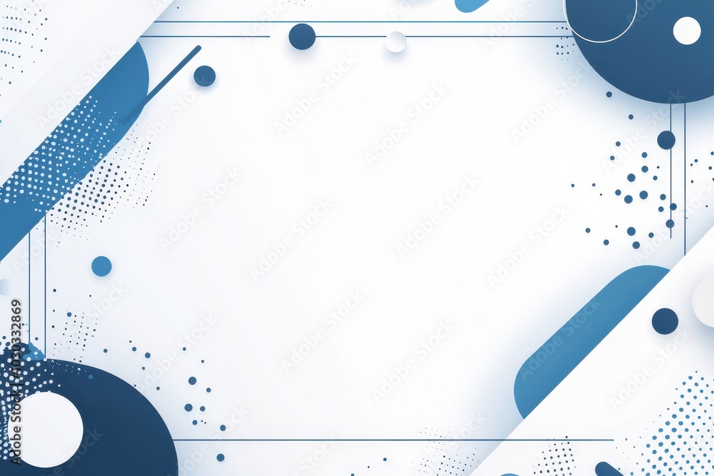 Poster abstract geometric background with blue and white shapes in a modern design, featuring dynamic lines