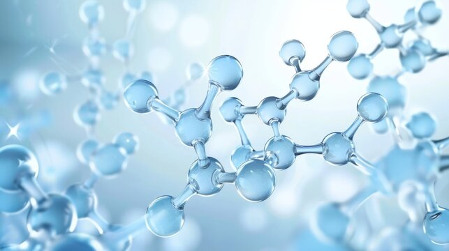 Glass molecules model. Reflective and refractive abstract molecular shape