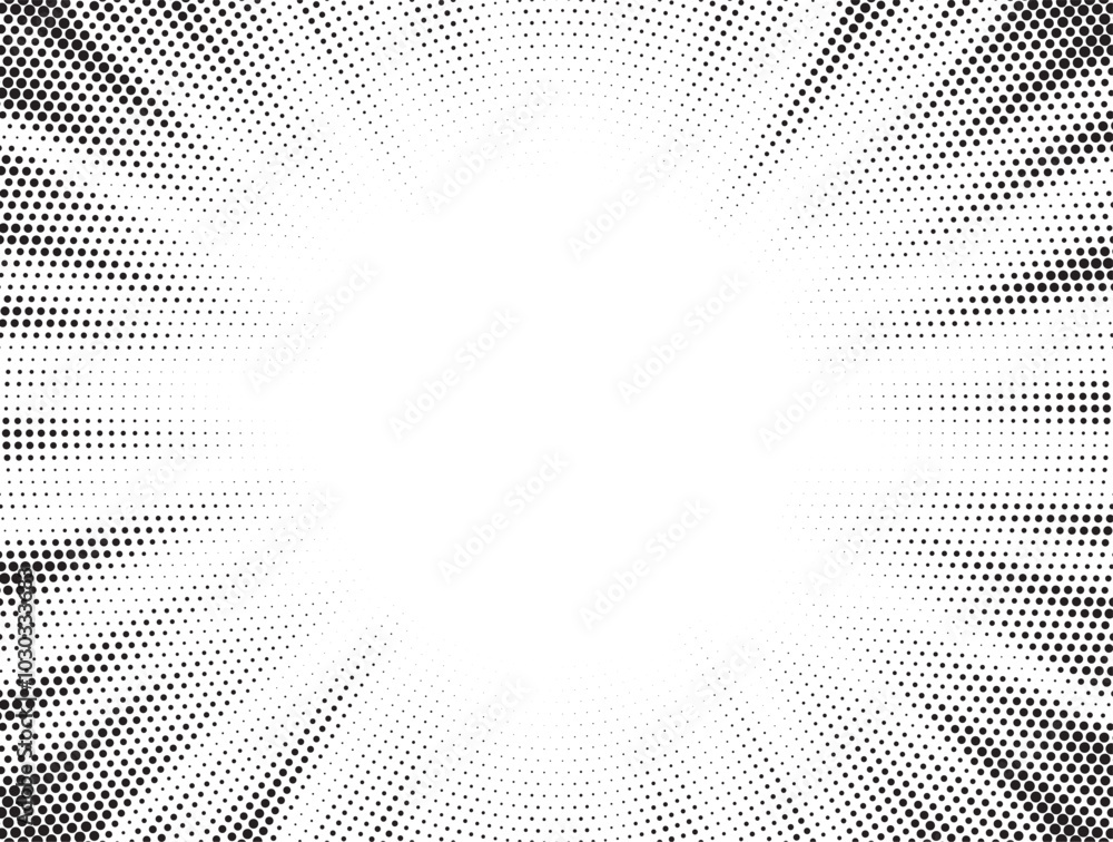 Aufkleber Halftone gradient sun rays pattern. Abstract halftone vector dots background. monochrome dots pattern. Vector background in comic book style with sunburst rays and halftone. Retro pop art design.	